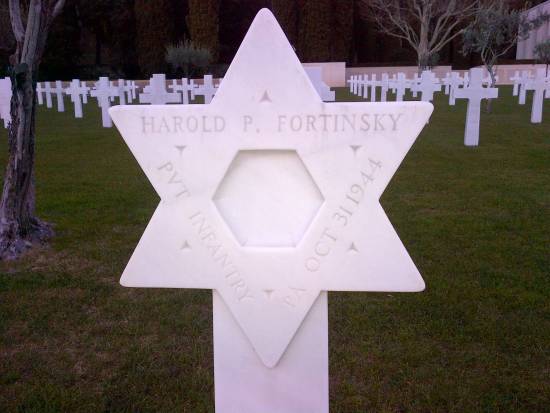 the star marking the grave of a Jewish soldier in the Rhone  American cemetery at Draguignan France