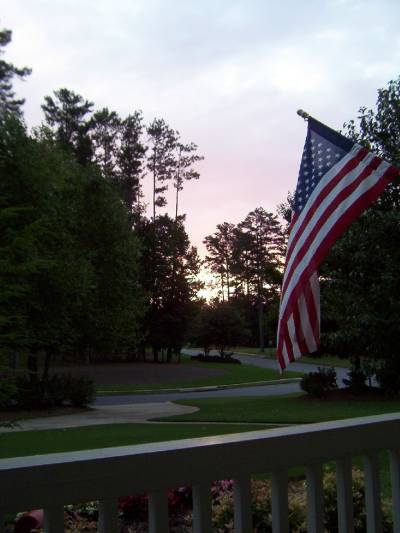 Sunrise at Alpharetta Georgia, honored by our Stars and Stripes