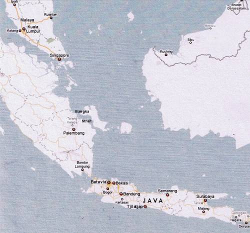 Singapore to Batavia, Java, via Bangka Straits