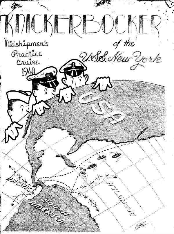 A page of the Knickerbocker, Midshipmen's Cruise of 1940, aboard the USS New York